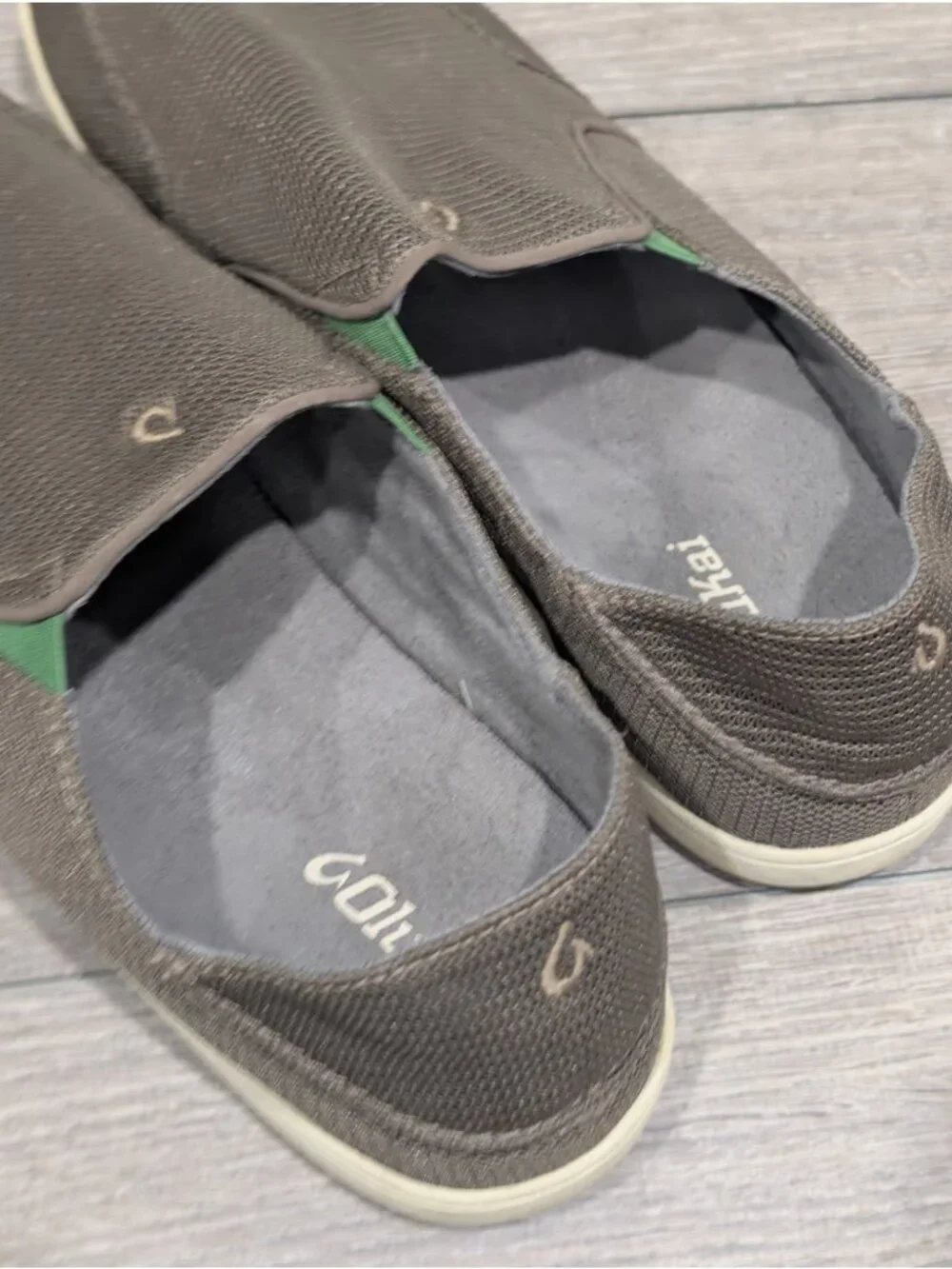 Olukai Nohea Mesh Slip On Shoes Mens Size 12-Mustang Brown/Lime Green Boat Beach